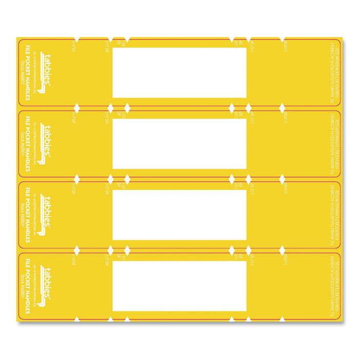 File Pocket Handles, 9.63 x 2, Yellow/White, 4/Sheet, 12 Sheets/Pack