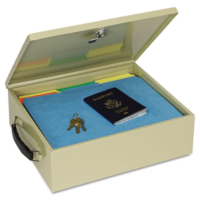 Jumbo Cash Box w/Lock, Sand