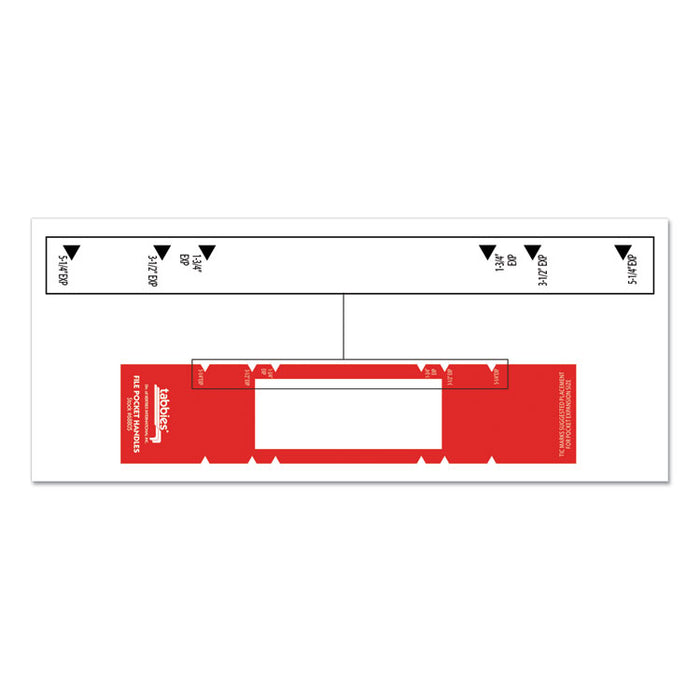File Pocket Handles, 9.63 x 2, Red/White, 4/Sheet, 12 Sheets/Pack
