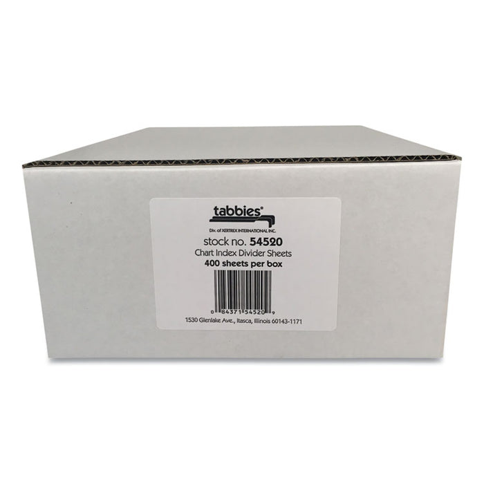 Medical Chart Index Divider Sheets, 11 x 8.5, White, 400/Box