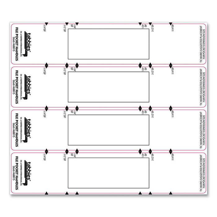File Pocket Handles, 9.63 x 2, White, 4/Sheet, 12 Sheets/Pack