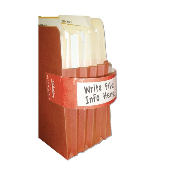 File Pocket Handles, 9.63 x 2, Red/White, 4/Sheet, 12 Sheets/Pack