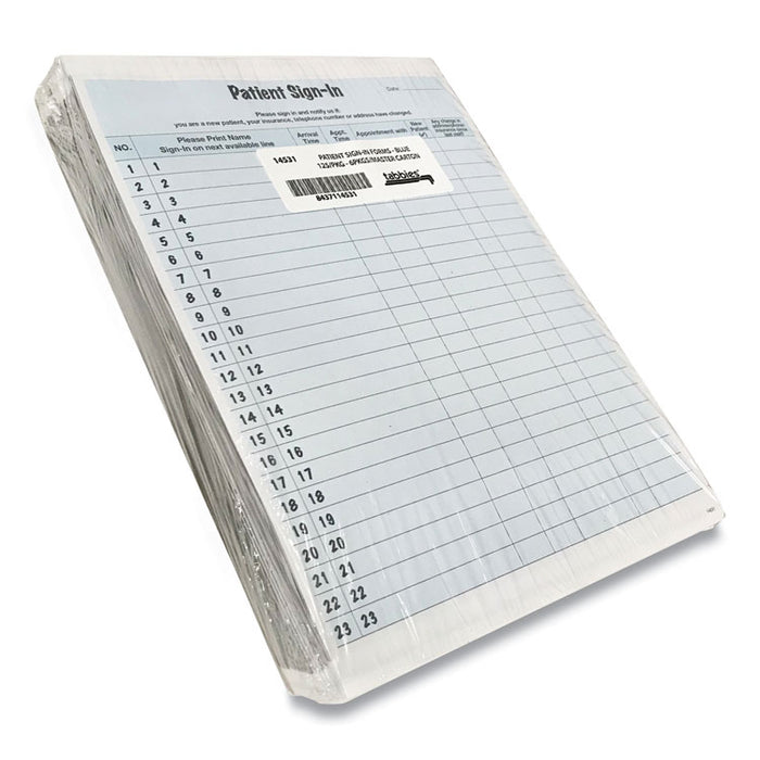Patient Sign-In Label Forms, Two-Part Carbon, 8.5 x 11.63, Blue, 1/Page, 125 Forms