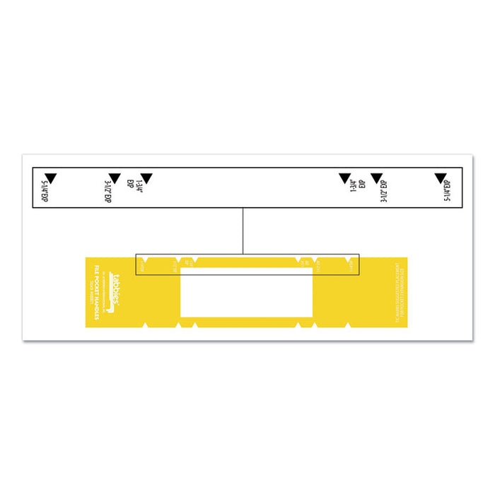 File Pocket Handles, 9.63 x 2, Yellow/White, 4/Sheet, 12 Sheets/Pack