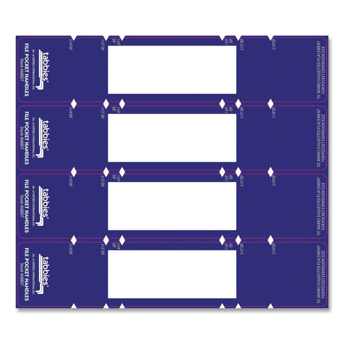 File Pocket Handles, 9.63 x 2, Dark Blue/White, 4/Sheet, 12 Sheets/Pack