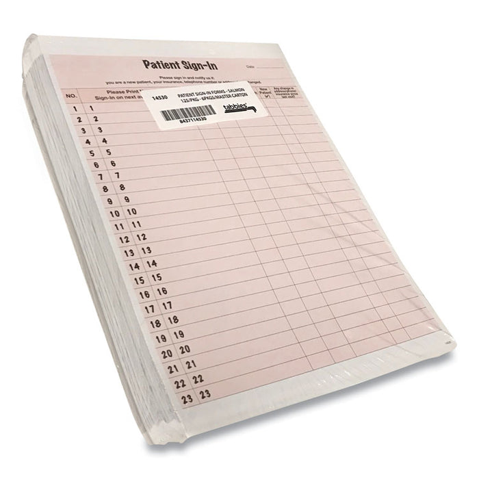 Patient Sign-In Label Forms, Two-Part Carbon, 8.5 x 11.63, Salmon, 1/Page, 125 Forms