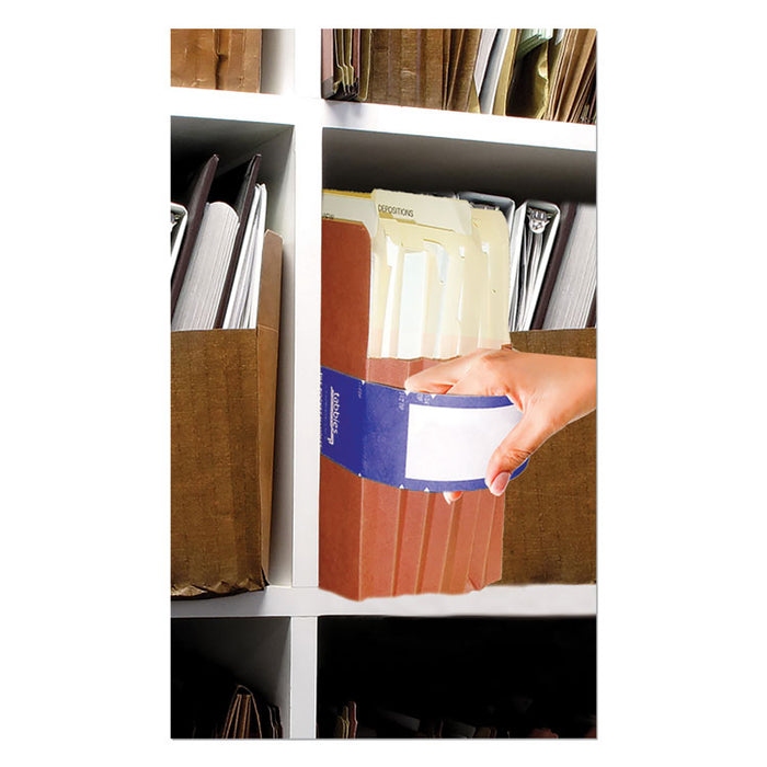 File Pocket Handles, 9.63 x 2, Dark Blue/White, 4/Sheet, 12 Sheets/Pack