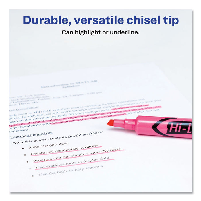 HI-LITER Desk-Style Highlighters, Chisel Tip, Light Pink, Dozen
