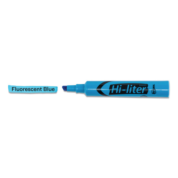 HI-LITER Desk-Style Highlighters, Chisel Tip, Fluorescent Blue, Dozen