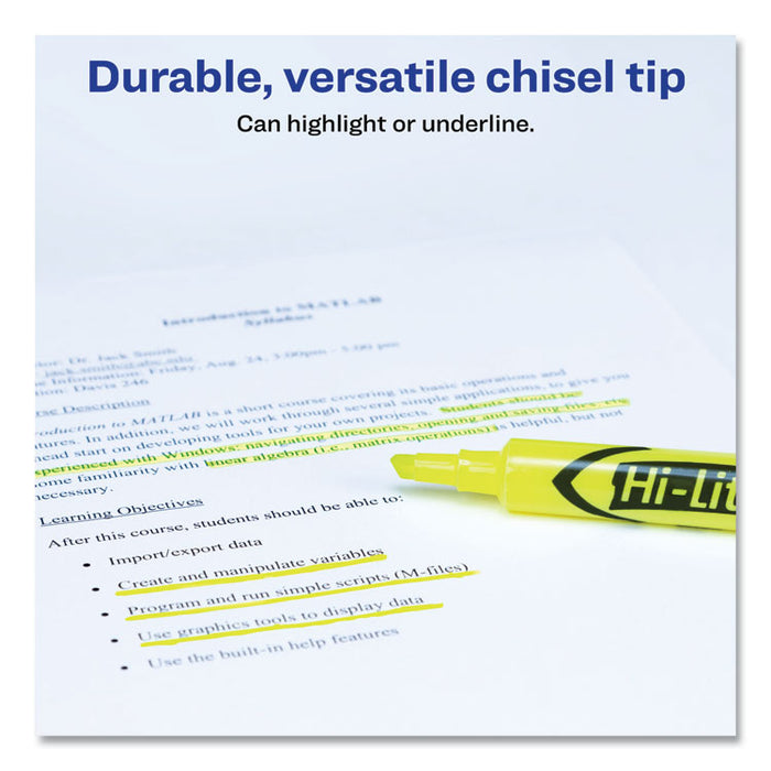 HI-LITER Desk-Style Highlighters, Chisel Tip, Fluorescent Yellow, 36/Box