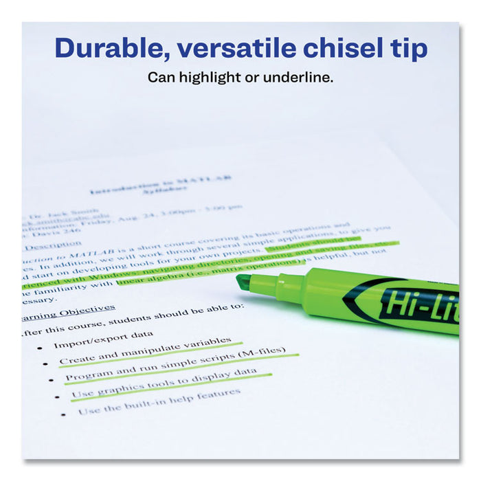 HI-LITER Desk-Style Highlighters, Chisel Tip, Fluorescent Green, Dozen