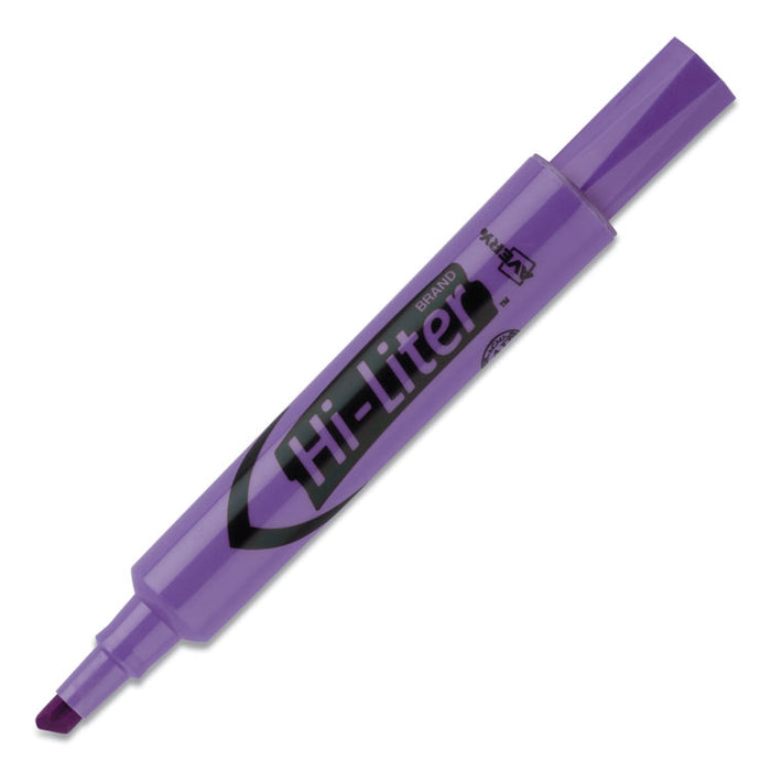 HI-LITER Desk-Style Highlighters, Fluorescent Purple Ink, Chisel Tip, Purple/Black Barrel, Dozen