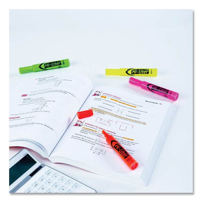 HI-LITER Desk-Style Highlighters, Assorted Ink Colors, Chisel Tip, Assorted Barrel Colors, 4/Set