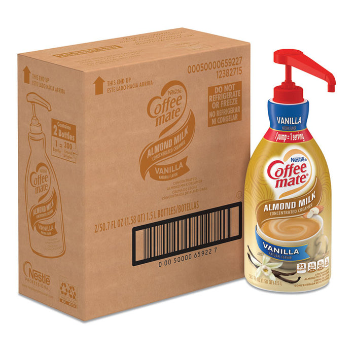 Liquid Coffee Creamer, Vanilla Almond Milk, 1.5 L Pump Bottle, 2/Carton