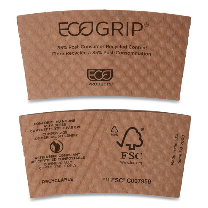 EcoGrip Hot Cup Sleeves - Renewable & Compostable, 1300/CT