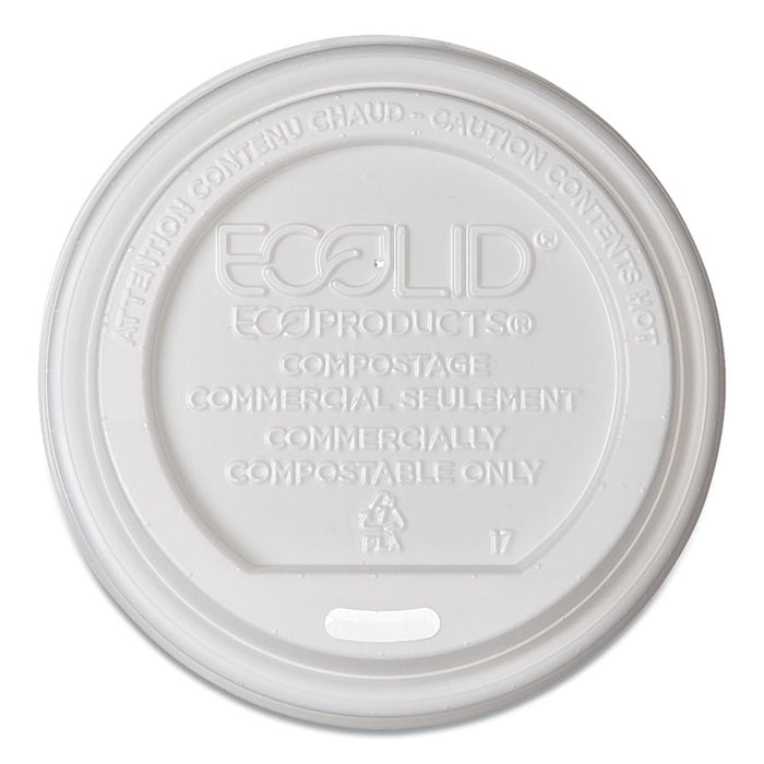 EcoLid Renewable/Compostable Hot Cup Lids, PLA, Fits 8 oz Hot Cups, 50/Packs, 16 Packs/Carton