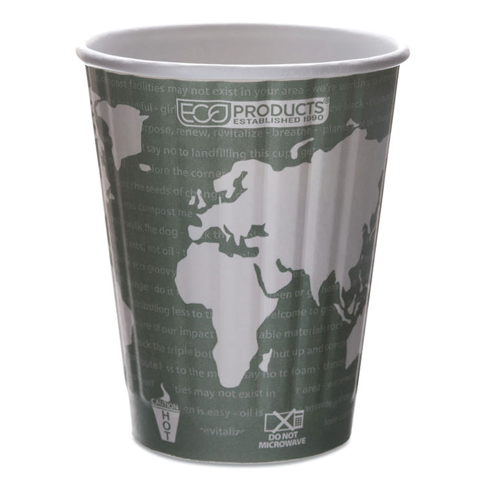 World Art Renewable and Compostable Insulated Hot Cups, PLA, 12 oz, 40/Packs, 15 Packs/Carton