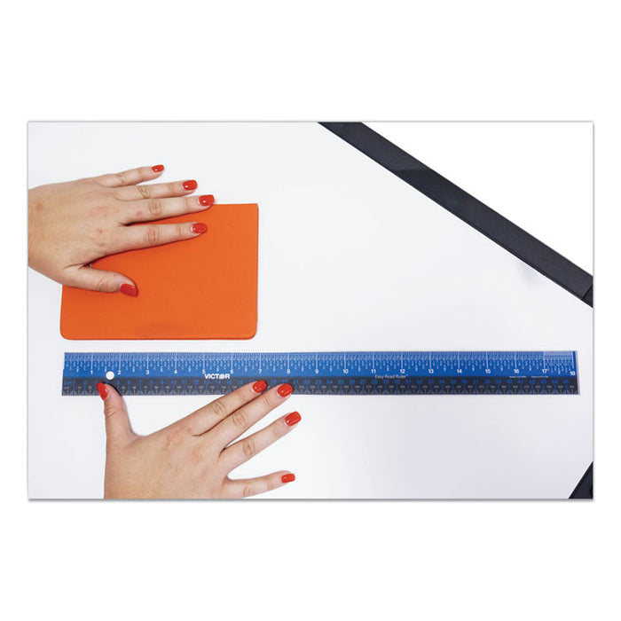 Easy Read Stainless Steel Ruler, Standard/Metric, 18", Blue