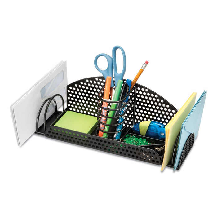 Perf-Ect Multi Desk Organizer, Metal/Wire, 12 7/8 x 4 x 4 3/4, Black