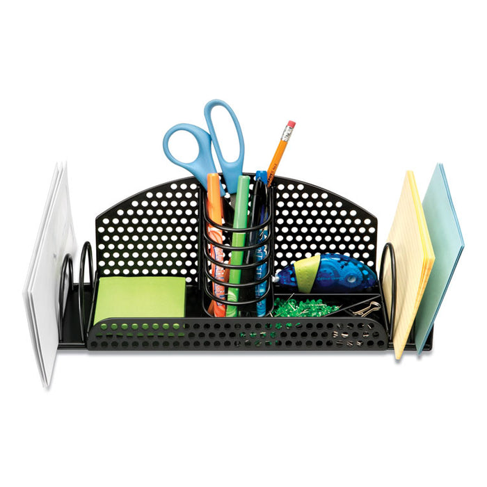 Perf-Ect Multi Desk Organizer, Metal/Wire, 12 7/8 x 4 x 4 3/4, Black