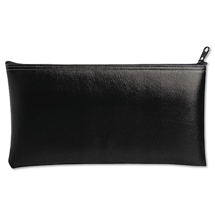 Leatherette Zippered Wallet, Leather-Like Vinyl, 11w x 6h, Black
