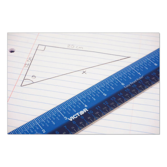 Easy Read Stainless Steel Ruler, Standard/Metric, 18", Blue