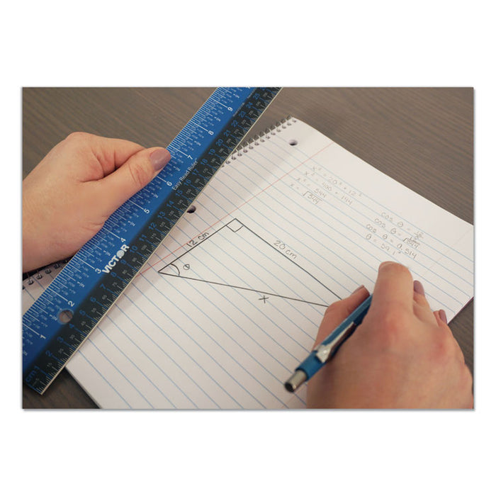 Easy Read Stainless Steel Ruler, Standard/Metric, 18", Blue