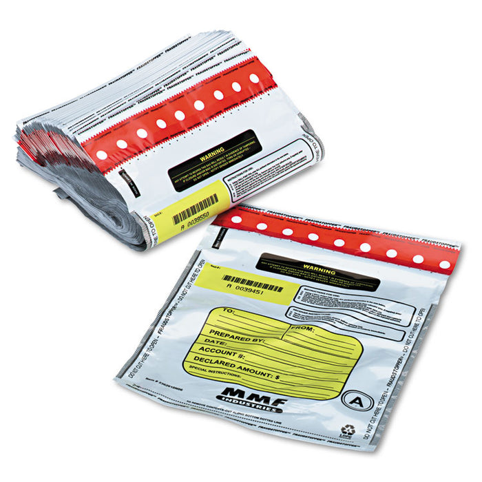 FRAUDSTOPPER Tamper-Evident Deposit/Cash Bags, Standard, Polyethylene, 9 x 12 x 12, White, 100/Box