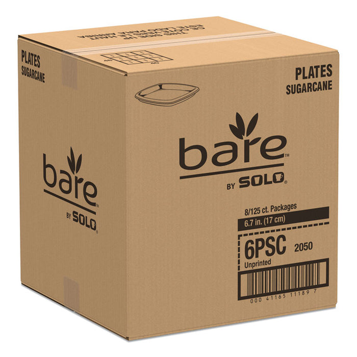 Bare Eco-Forward Sugarcane Dinnerware, Plate, 6.7" dia, Ivory, 125/Pack, 8 Packs/Carton
