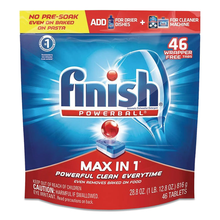 Powerball Max in 1 Dishwasher Tabs, Original Scent, 46/Pack, 4 Packs/Carton