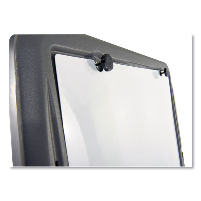 Ingenuity Presentation Flipchart Easel with Dry Erase Surface, Resin Surface Frame, 33 x 28 x 73, Charcoal