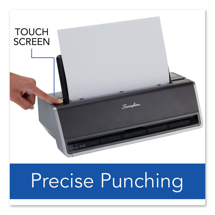 28-Sheet Commercial Electric Three-Hole Punch, 9/32" Holes, Black/Silver
