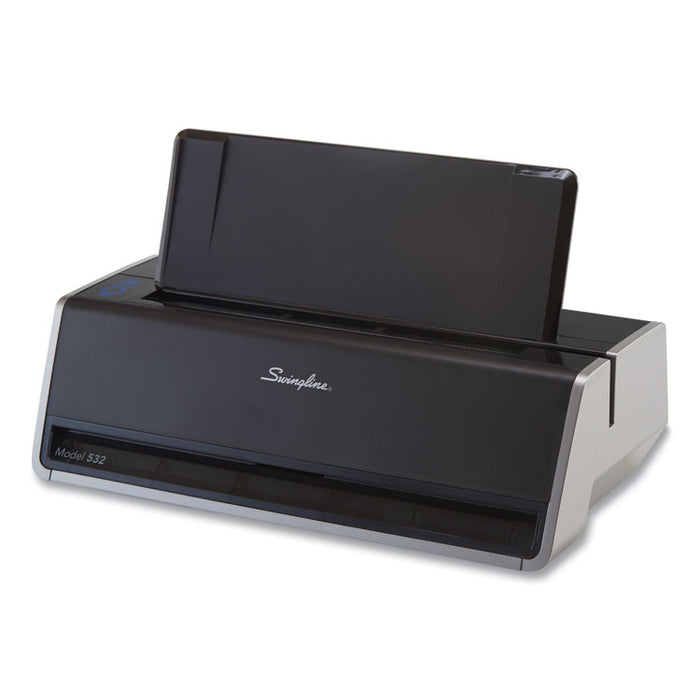 28-Sheet Commercial Electric Two-Hole Punch, Fixed 9/32" Holes, Black/Silver