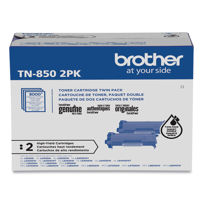 TN8502PK High-Yield Toner, 8,000 Page-Yield, Black, 2/Pack