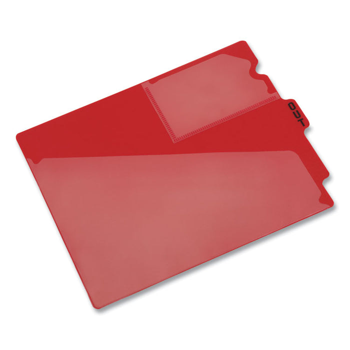 Colored Poly Out Guides with Center Tab, 1/3-Cut End Tab, Out, 8.5 x 11, Red, 50/Box