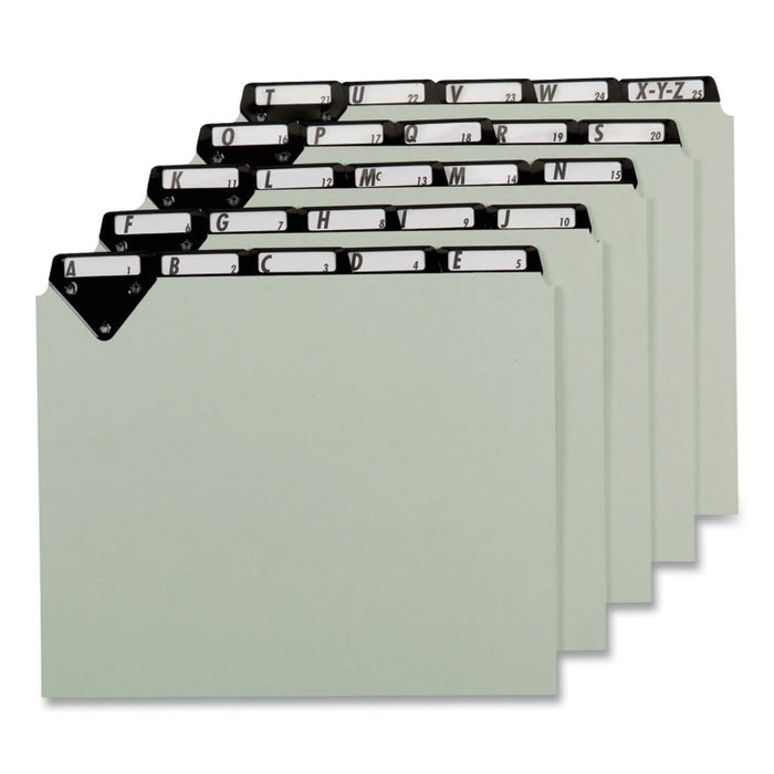 Steel Top Tab A-Z File Guides, 1/5-Cut Top Tab, A to Z, 8.5 x 11, Gray, 25/Set