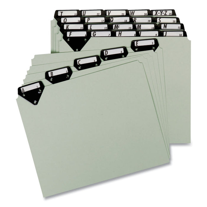 Steel Top Tab A-Z File Guides, 1/5-Cut Top Tab, A to Z, 8.5 x 11, Gray, 25/Set
