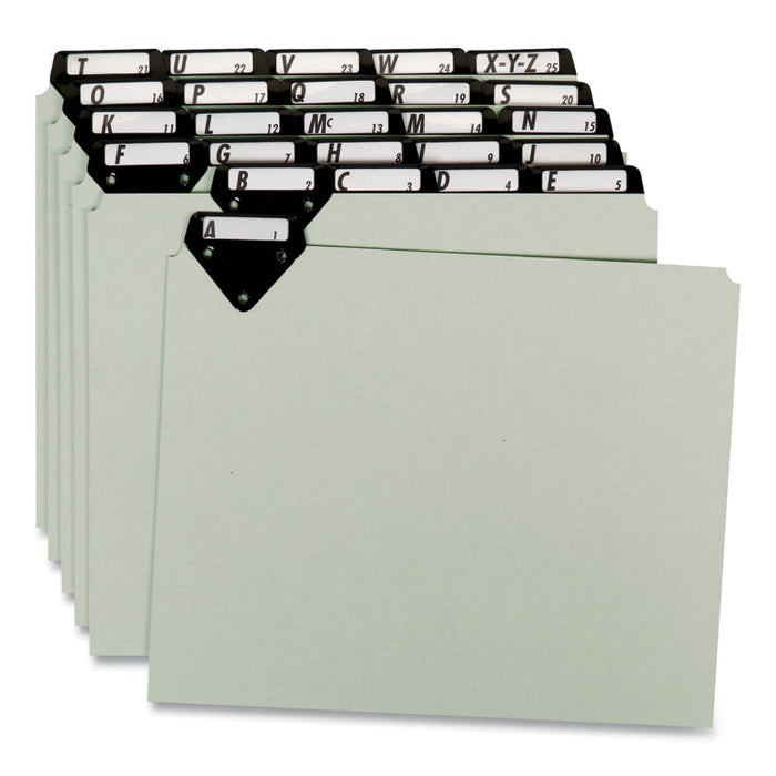 Steel Top Tab A-Z File Guides, 1/5-Cut Top Tab, A to Z, 8.5 x 11, Gray, 25/Set