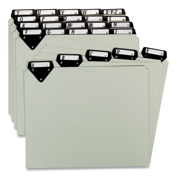 Steel Top Tab A-Z File Guides, 1/5-Cut Top Tab, A to Z, 8.5 x 11, Gray, 25/Set