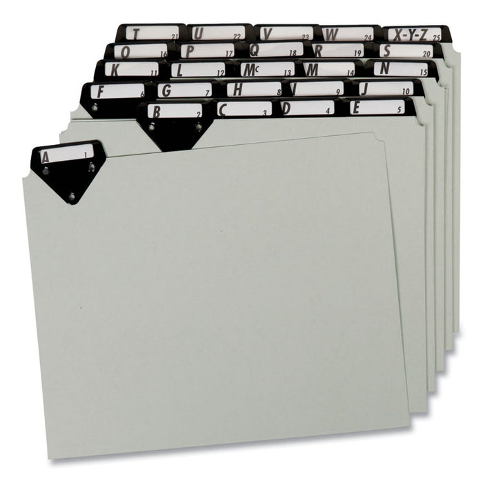 Steel Top Tab A-Z File Guides, 1/5-Cut Top Tab, A to Z, 8.5 x 11, Gray, 25/Set