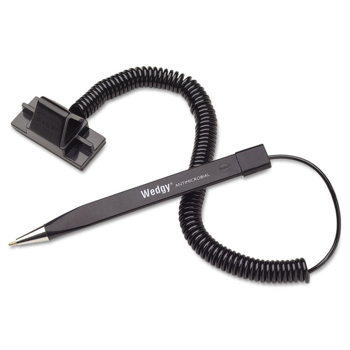 Wedgy Antimicrobial Ballpoint Counter Pen w/Scabbard, 1mm, Blue Ink, Black Barrel