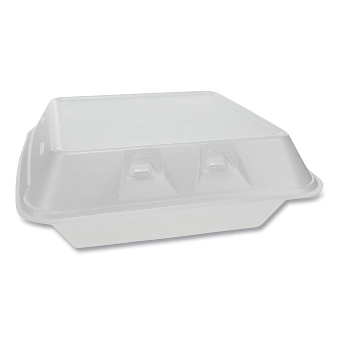 SmartLock Vented Foam Hinged Lid Containers, , 9 x 9.25 x 3.25, 3-Compartment, White, 150/Carton