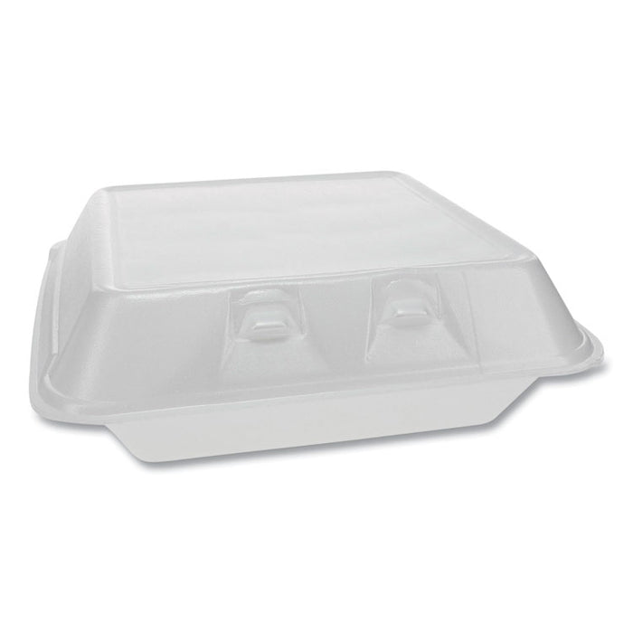 SmartLock Foam Hinged Lid Container, Large, 9 x 9.13 x 3.25, White, 150/Carton