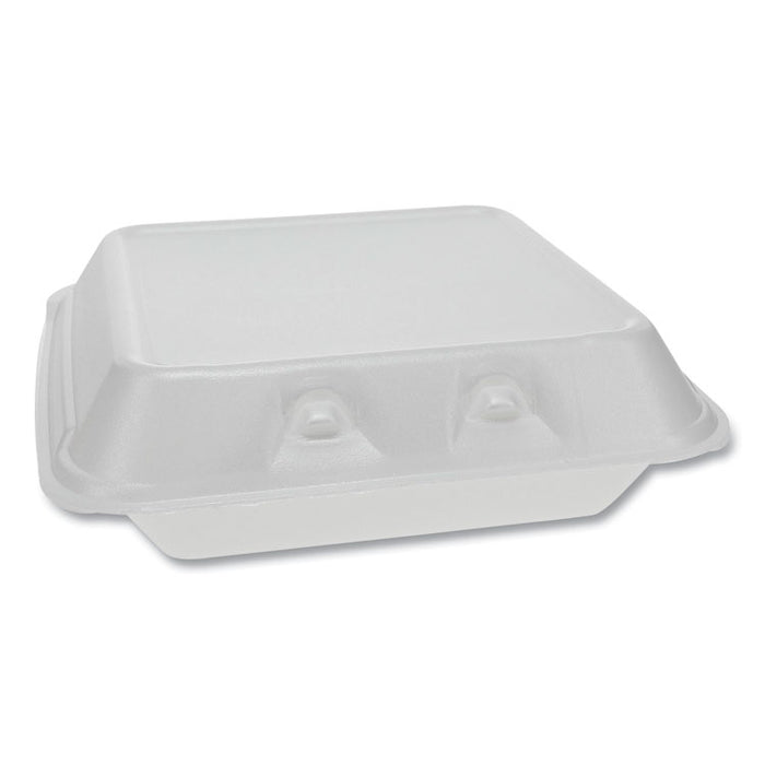 SmartLock Foam Hinged Containers, Small, 7.5 x 8 x 2.63, 1-Compartment, White, 150/Carton