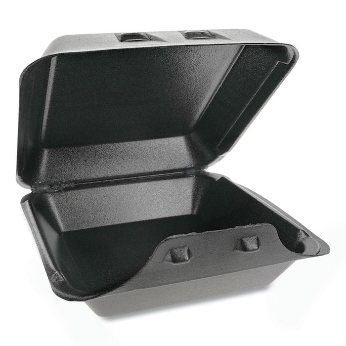 SmartLock Foam Hinged Lid Container, Large, 9 x 9.13 x 3.25, Black, 150/Carton