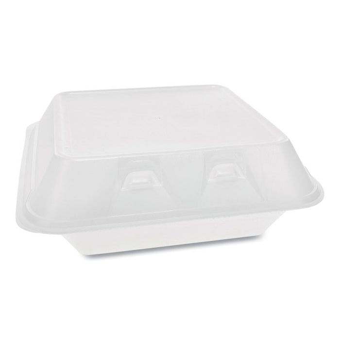 SmartLock Foam Hinged Lid Container, Medium, 3-Compartment, 8 x 8.5 x 3, White, 150/Carton