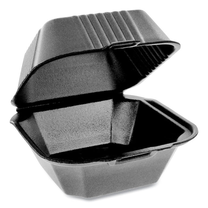 SmartLock Foam Hinged Containers, Sandwich, 5.75 x 5.75 x 3.25, 1-Compartment, Black, 504/Carton