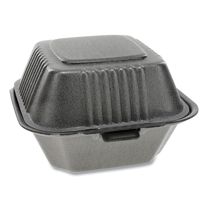 SmartLock Foam Hinged Containers, Sandwich, 5.75 x 5.75 x 3.25, 1-Compartment, Black, 504/Carton