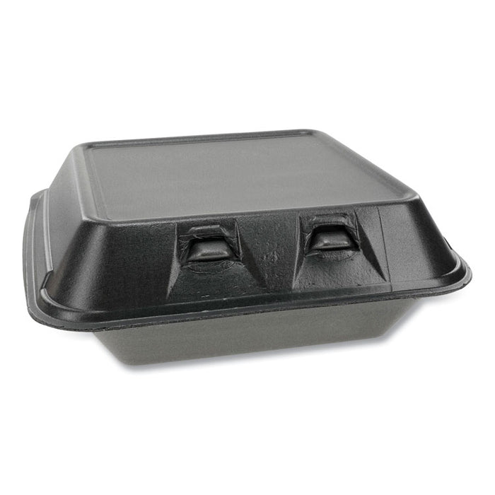SmartLock Foam Hinged Containers, Medium, 8 x 8.5 x 3, 1-Compartment, Black, 150/Carton