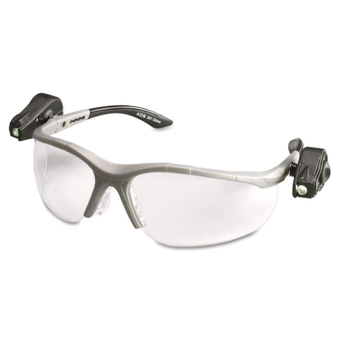 LightVision Safety Glasses w/LED Lights, Clear AntiFog Lens, Gray Frame